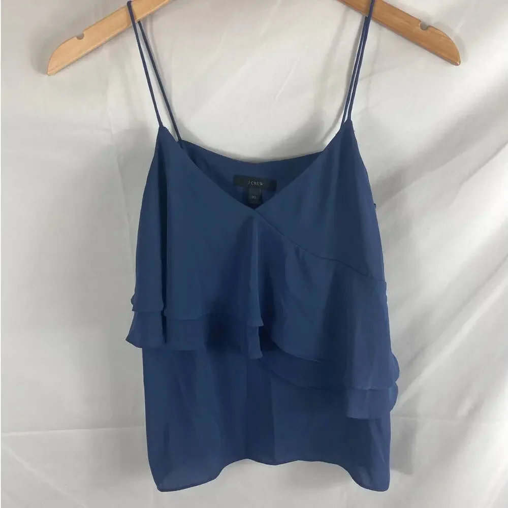 J Crew Ruffle drape Sleeveless top in Shadow Blue 00
